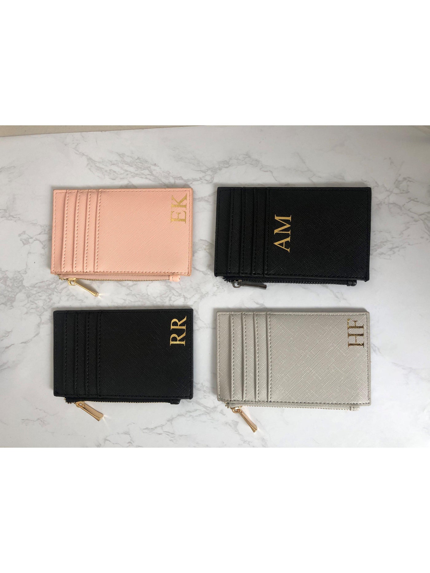 Personalised wallet with gold foil monogram